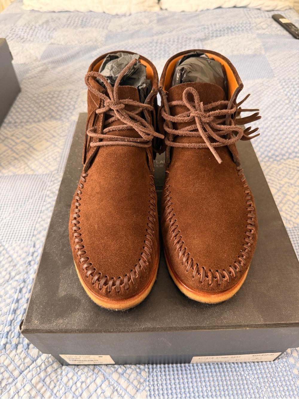 Ysl Saint Laurent Men's Brown Suede Moc Toe Chukka Moccasins